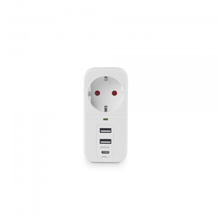 Мережевий адаптер VIDEX ONCORD з/з 1п 2.4A 2USB+USB-C White (VF-AD1G2U1C-W)