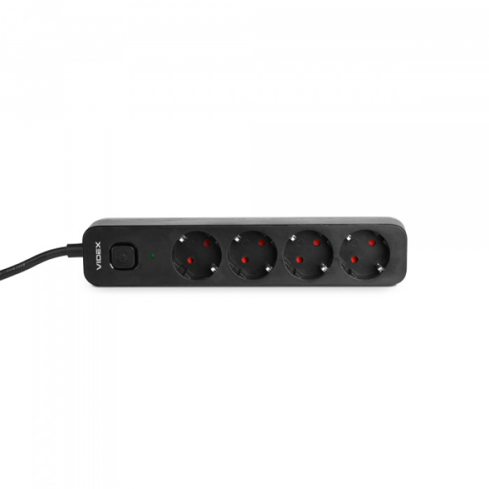 Мережевий подовжувач VIDEX ONCORD з/з 4п 3м (3x1.5мм) з кнопкою Black (VF-PD43G-B)