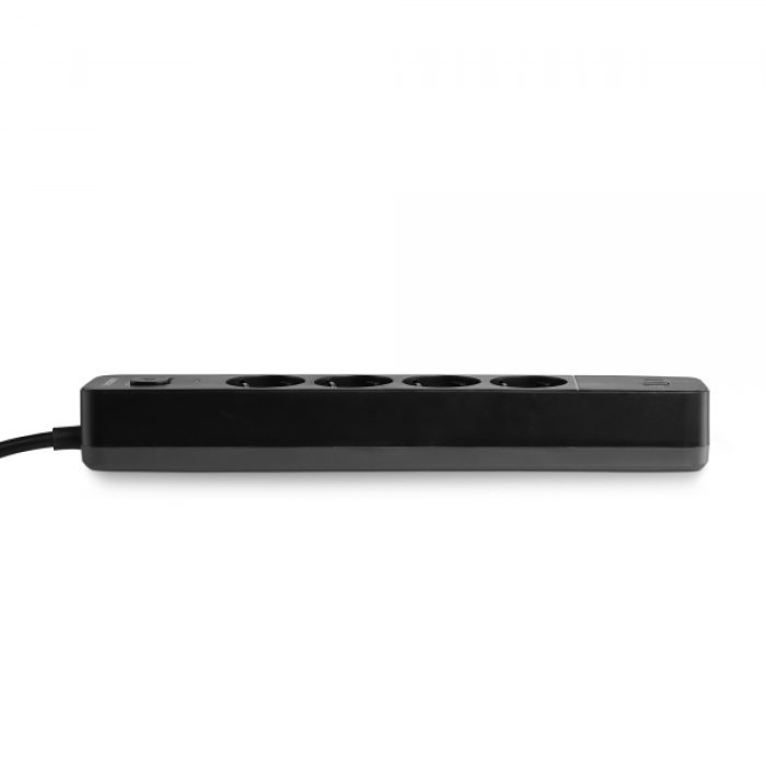 Мережевий подовжувач VIDEX ONCORD з/з 4п 3м (3x1.5мм) 3.4А USB(QC3.0) +USB-C(PD20W) з кнопкою Black (VF-PD43G1QC1PD-B)