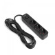 Мережевий подовжувач VIDEX ONCORD з/з 3п 3м (3x1.5мм) з кнопкою Black (VF-PD33G-B)