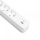 Мережевий подовжувач VIDEX ONCORD з/з 4п 3м (3x1.5мм) 3.4А USB(QC3.0) +USB-C(PD20W) з кнопкою White (VF-PD43G1QC1PD-W)