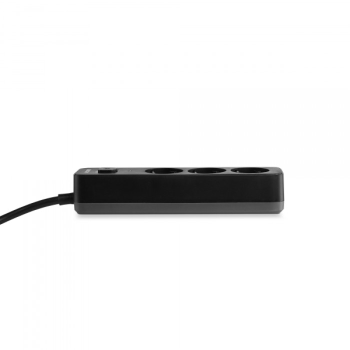 Мережевий подовжувач VIDEX ONCORD з/з 3п 3м (3x1.5мм) з кнопкою Black (VF-PD33G-B)