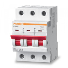 Автоматичний вимикач RS4 3п 63А С 4,5кА VIDEX RESIST (VF-RS4-AV3C63)