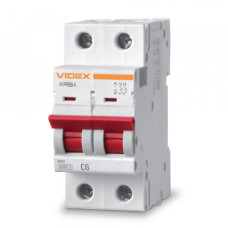Автоматичний вимикач RS4 2п  6А С 4,5кА VIDEX RESIST (VF-RS4-AV2C06)