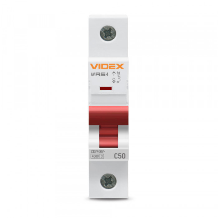 Автоматичний вимикач RS4 1п 50А С 4,5кА VIDEX RESIST (VF-RS4-AV1C50)