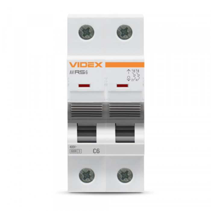 Автоматичний вимикач RS6 2п 6А 6кА С VIDEX RESIST (VF-RS6-AV2C06)