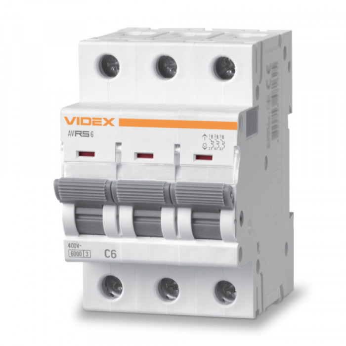Автоматичний вимикач RS6 3п 6А 6кА С VIDEX RESIST (VF-RS6-AV3C06)