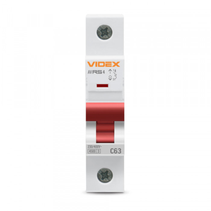 Автоматичний вимикач RS4 1п 63А С 4,5кА VIDEX RESIST (VF-RS4-AV1C63)