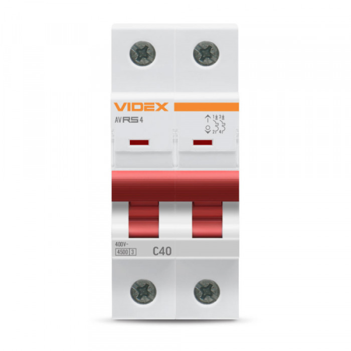 Автоматичний вимикач RS4 2п 40А С 4,5кА VIDEX RESIST (VF-RS4-AV2C40)