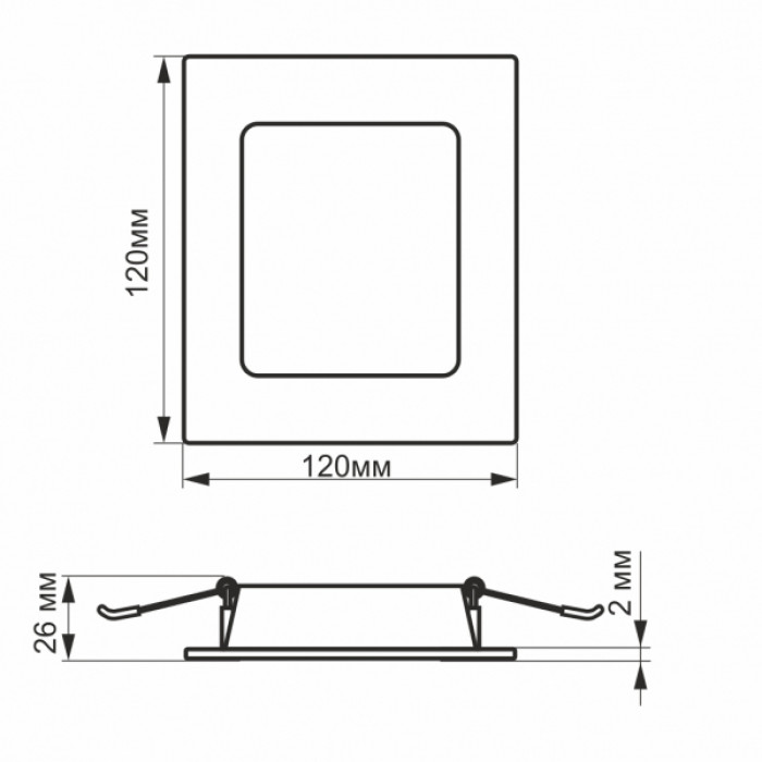 LED світильник Back вбудований квадрат VIDEX 6W 5000K (VL-DLBS-065)