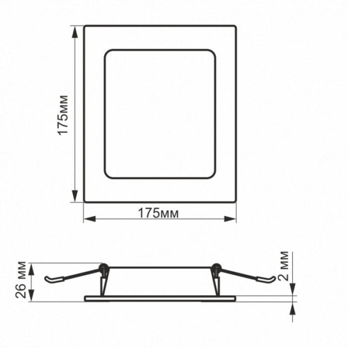 LED світильник Back вбудований квадрат VIDEX 16W 5000K (VL-DLBS-165)