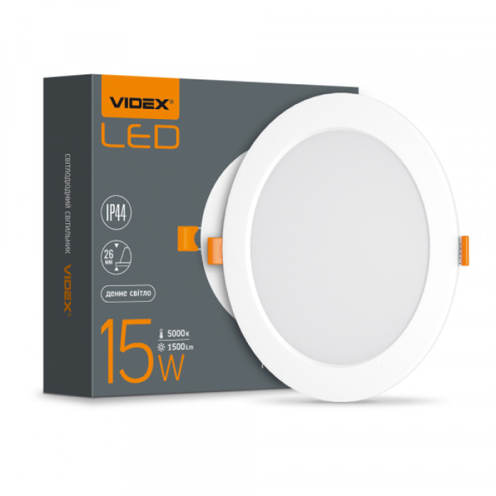 LED світильник Back вбудований круглий VIDEX 15W 5000K (VL-DLBR-155)