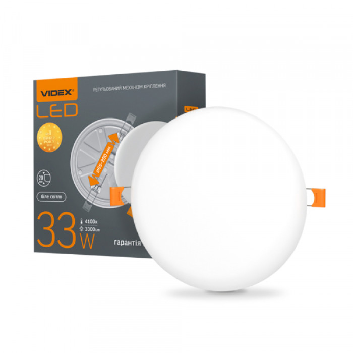 LED світильник безрамковий круглий VIDEX 33W 4100K (VL-DLFR-334)