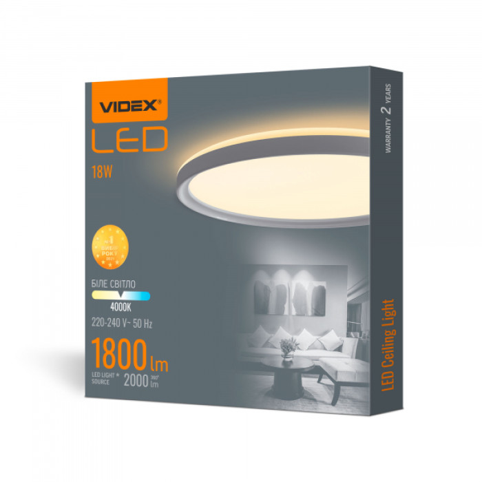 LED світильник з декоративною підсвіткою круглий VIDEX DL3R 18W 4000K Білий (VL-DL3R-184W)