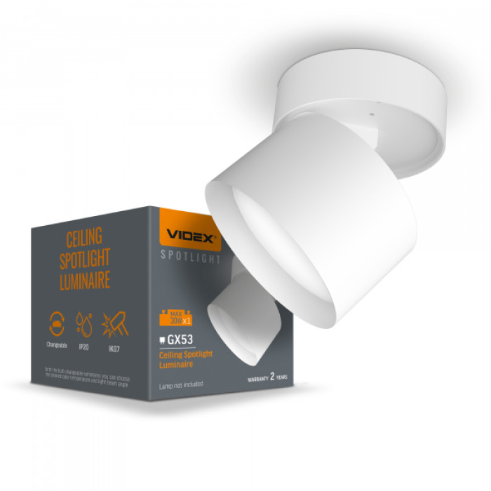 Світильник VIDEX під лампу GX53 поворотний Білий VL-SPF18B-W (VL-SPF18B-W)
