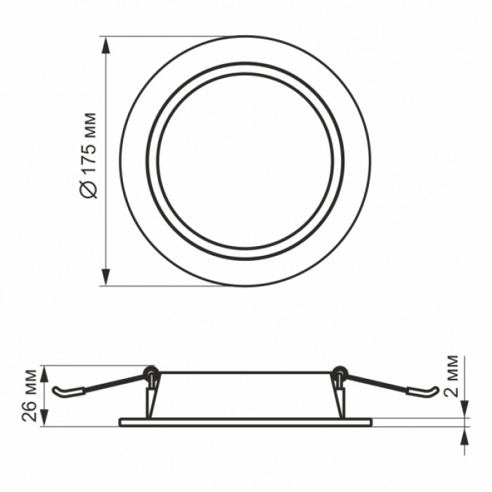 LED світильник Back вбудований круглий VIDEX 15W 5000K (VL-DLBR-155)
