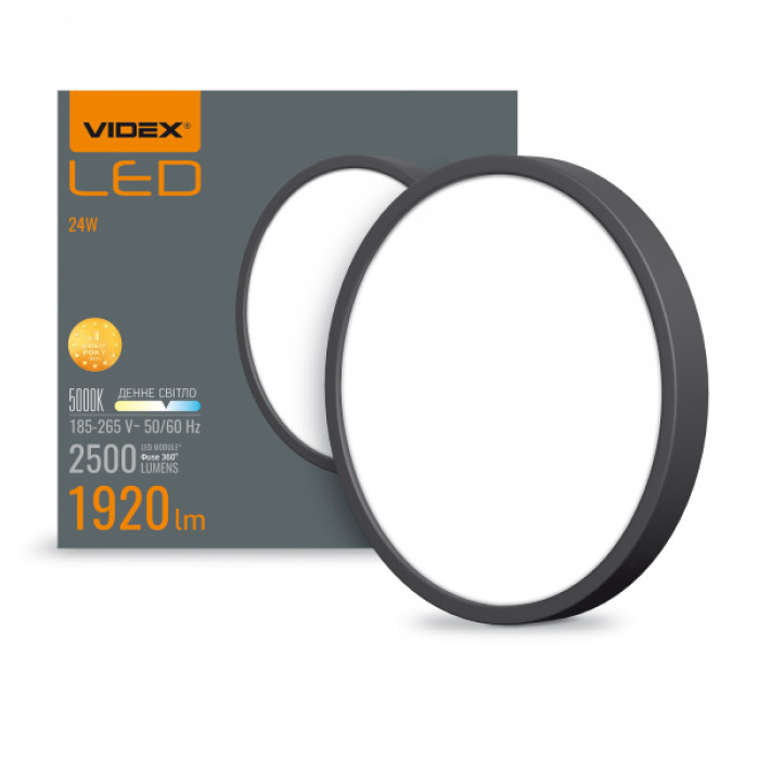 LED Світильник круглий накладний VIDEX 24W 5000K Black (VL-DLRS-245B)