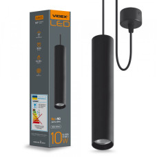LED світильник підвісний накладний VIDEX 10W 4100K чорний (VL-SP-10034B)