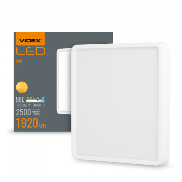 LED Світильник накладний квадрат VIDEX 24W 5000K White (VL-DLSS-245)