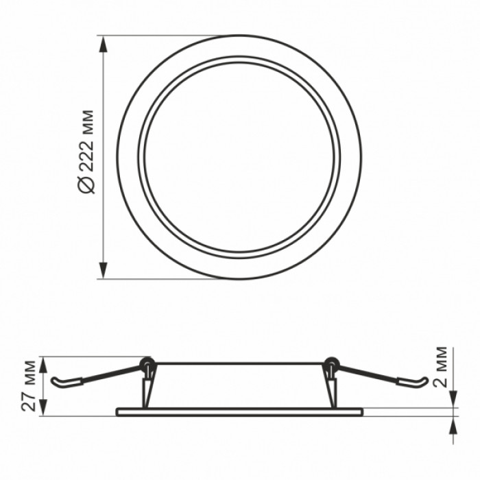 LED світильник Back вбудований круглий VIDEX 20W 5000K (VL-DLBR-205)