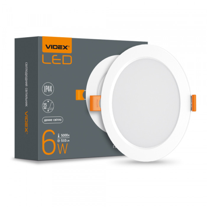 LED світильник Back вбудований круглий VIDEX 6W 5000K (VL-DLBR-065)