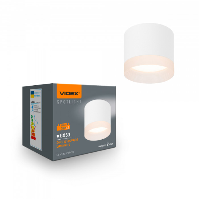 Світильник VIDEX під лампу GX53 накладний Білий (VL-SPF25A-W) (VL-SPF25A-W)