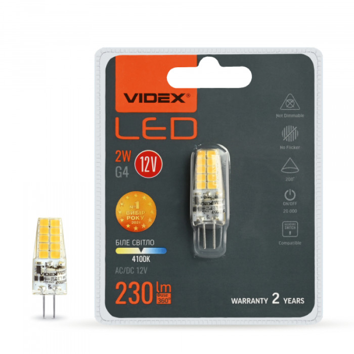 LED лампа VIDEX G4C 12V 2W G4 4100K (VL-G4C-02124)