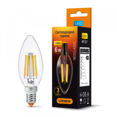 LED лампа VIDEX Filament C37F 6W E14 3000K (VL-C37F-06143)