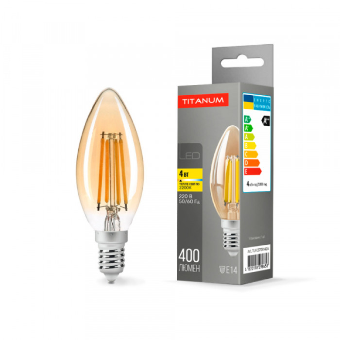 LED лампа TITANUM  Filament C37 4W E14 2200K бронза (TLFC3704142A)