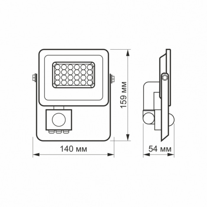 LED прожектор VIDEX F2e 10W 5000K з датчиком руху та освітленості (VL-F2e105W-S)
