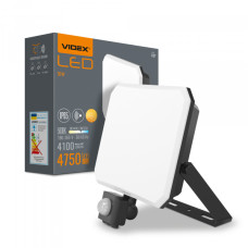 LED прожектор VIDEX F3 50W 5000K з датчиком руху 220V Black (VLE-F3-0505B-S) (VLE-F3-0505B-S)
