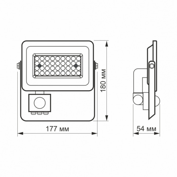 LED прожектор VIDEX F2e 30W 5000K з датчиком руху та освітленості (VL-F2e305W-S)