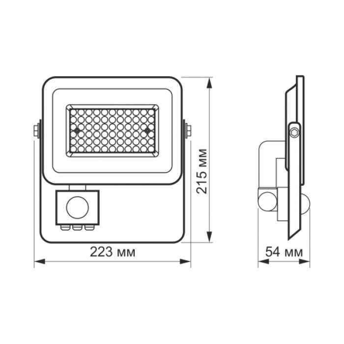 LED прожектор VIDEX F2e 50W 5000K з датчиком руху та освітленості (VL-F2e505W-S)