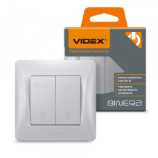 Вимикач двоклавішний прохідний срібний шовк VIDEX BINERA (VF-BNSW2P-SS)