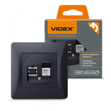 Розетка CAT6 одинарна комп'ютерна чорний графіт VIDEX BINERA (VF-BNSK1PC6-BG)