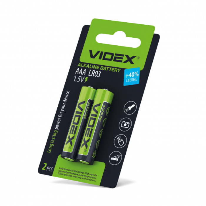 Батарейка лужна Videx LR03/AAA 2шт SMALL BLISTER (LR03/AAA 2pcs SB)