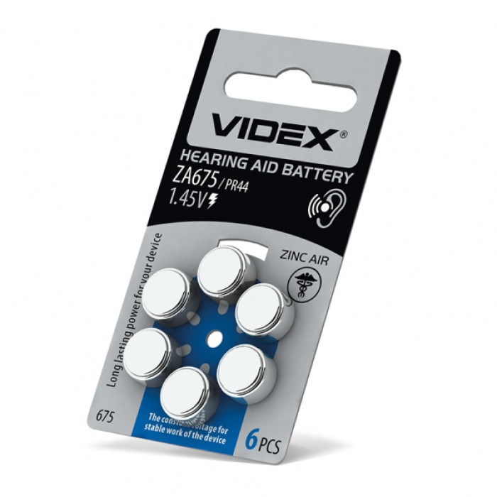 Батарейка повітряно цинкова Videx ZA675 (PR44) BLISTER 6 (ZA675 (PR44) B6)