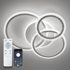 Світильник світлодіодний стельовий SONNE 90W 4R APP 590/525 WHITE/CHROME 220V IP20 з пультом ДУ