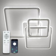 Світильник світлодіодний стельовий SONNE 90W 4S APP 525/525 WHITE/CHROME 220V IP20 з пультом ДУ