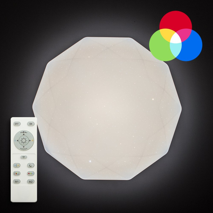 АКЦІЯ! Світильник світлодіодний стельовий ALMAZ 25W RGB R330 SHINY 220V IP20 з пультом ДУ
