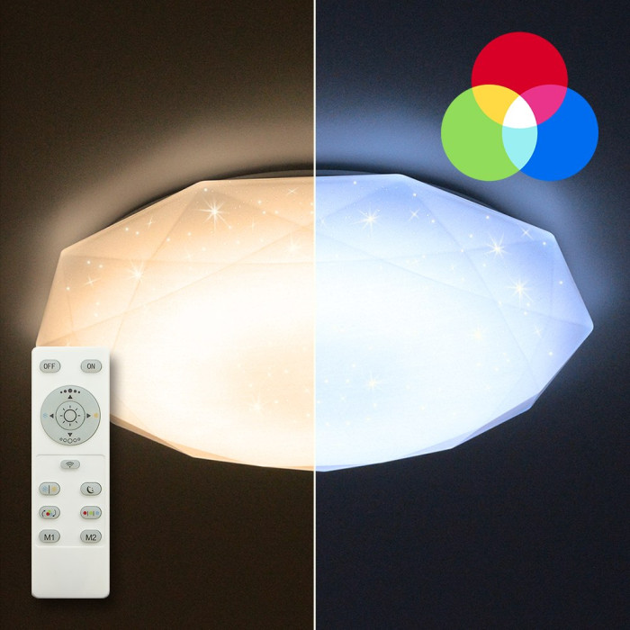 АКЦІЯ! Світильник світлодіодний стельовий ALMAZ 25W RGB R330 SHINY 220V IP20 з пультом ДУ