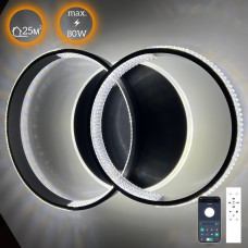 Світильник світлодіодний стельовий AKRILIKA ROUND 80W 3R APP 600x400x110 BLACK/CLEAR 220V IP20